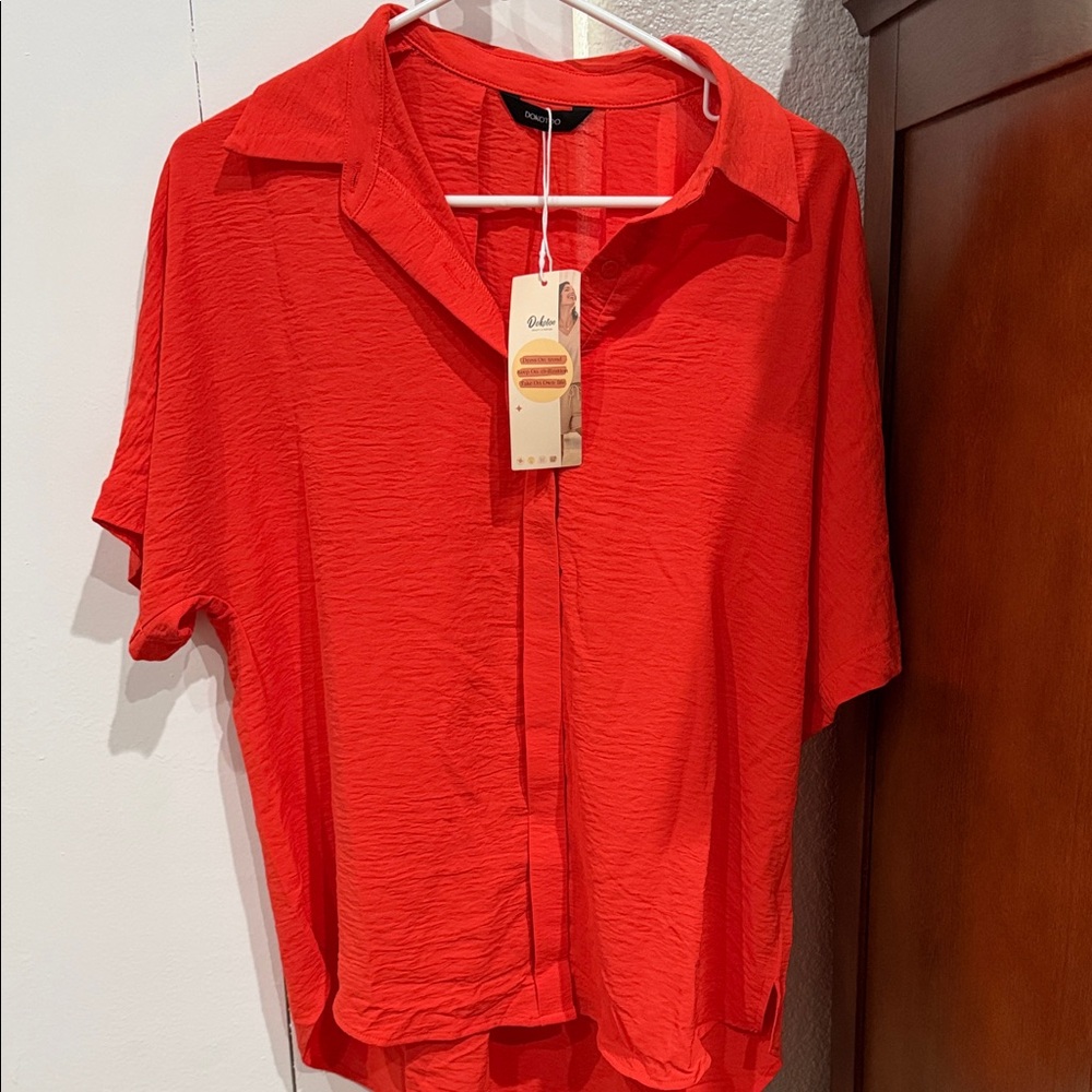 Dokotoo Red/orange Button Down Shirt